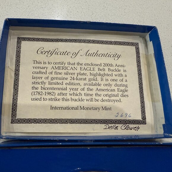 International Monetary Mint 200th Anniversary American Eagle Belt Buckle - Picture 3 of 8